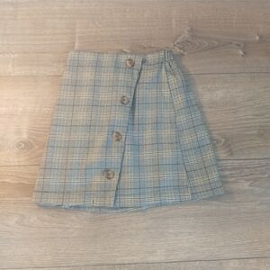 PLAID MOCK WRAP ASYMMETRICAL SKIRT